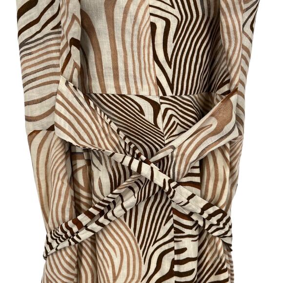 Reiss Dress Rosie fitted animal print midi beige brown size 8 - Picture 7 of 9